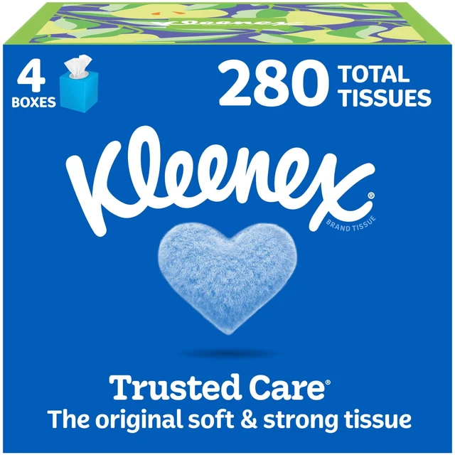 Main image of Kleenex Trusted Care Facial Tissues, 4 Boxes, 70 Tissues per Box