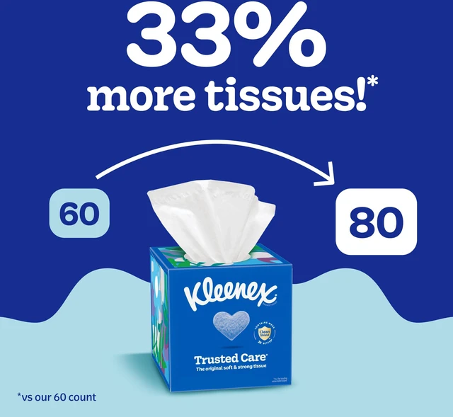 Alt view image 5 of 6 - Kleenex Trusted Care Facial Tissues, 4 Boxes, 70 Tissues per Box