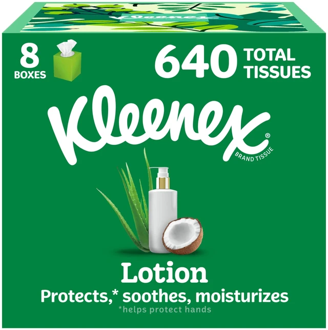 Main image of Kleenex Lotion Facial Tissues, 8 Boxes, 80 Tissues per Box