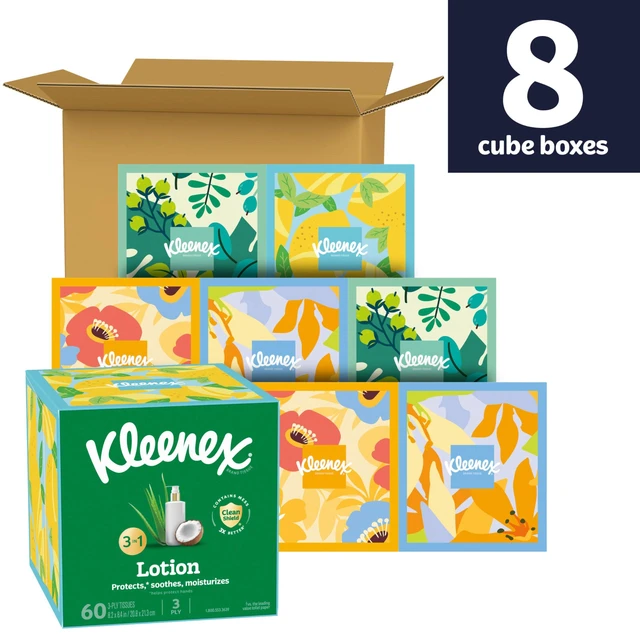 Alt view image 6 of 6 - Kleenex Lotion Facial Tissues, 8 Boxes, 80 Tissues per Box