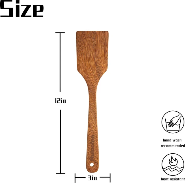 Alt view image 2 of 7 - Wooden Spatula Flat Turner for Nonstick Cookware, Wood Kitchen Utensil for Baking Mixing Scraping