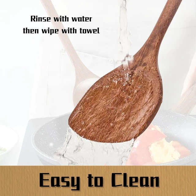 Alt view image 6 of 7 - Wooden Spatula Flat Turner for Nonstick Cookware, Wood Kitchen Utensil for Baking Mixing Scraping