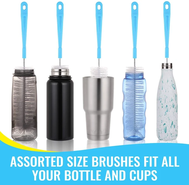 Alt view image 2 of 6 - 16" Long Handle Bottle Brush Cleaner for Water Bottles, Narrow Neck Sport Bottles, Beer Bottles and Jugs, Set of 2