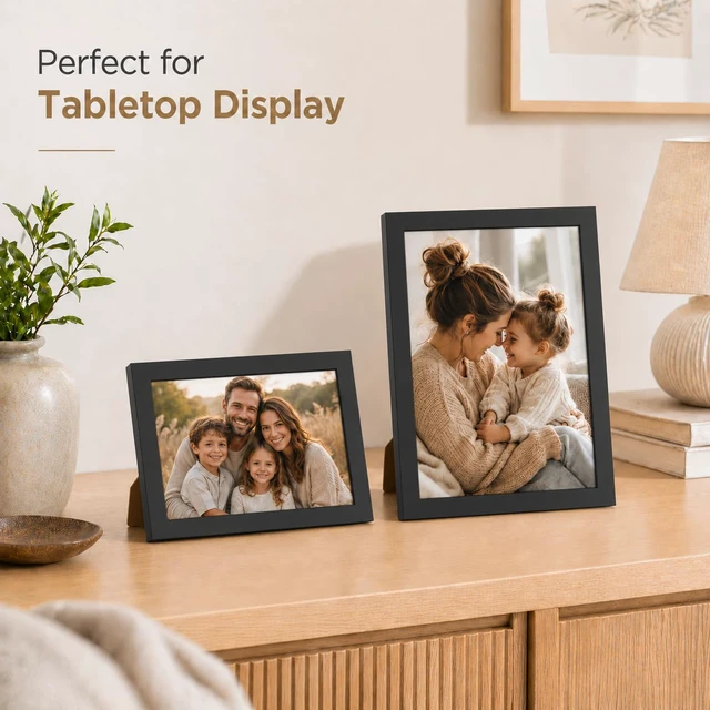 Alt view image 7 of 7 - JCJMY 6x10 Picture Frame Black, Wall Hanging or Tabletop, Horizontal or Vertical Mounting, Shatter Resistant Plexiglass