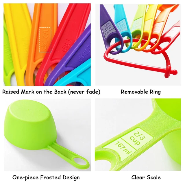 Alt view image 3 of 7 - 12-Piece Measuring Cups and Spoons Set, Colored Kitchen Measuring Tools, Durable Nesting for Dry and Liquid, Dishwasher Safe