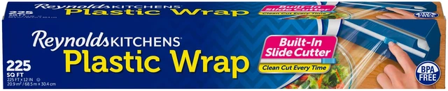 Main image of Reynolds Kitchens Clear Plastic Wrap with Built-In Slide Cutter, 225sq ft