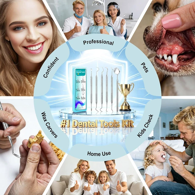 Alt view image 2 of 7 - Dental Pick Tools Kit, Tooth Scraper Plaque Tartar Remover