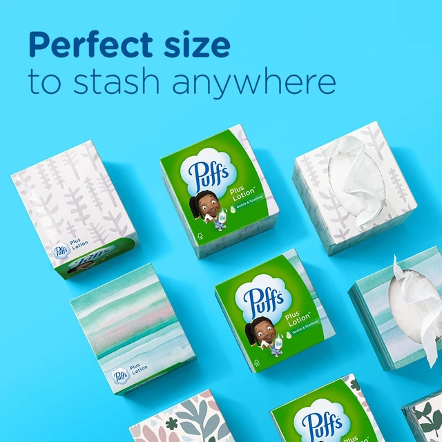 Alt view image 4 of 7 - Puffs Plus Lotion Facial Tissues, 4 Family Boxes, 124 tissues per box (Pack of 2)