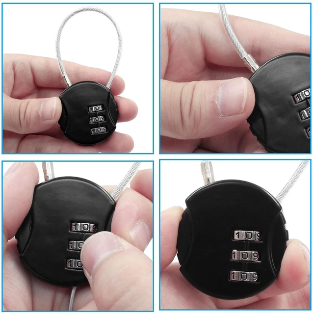Alt view image 4 of 5 - Waziaqoc 2 Pcs Wire Rope Lock, Mini Combination Lock, Pink, Black