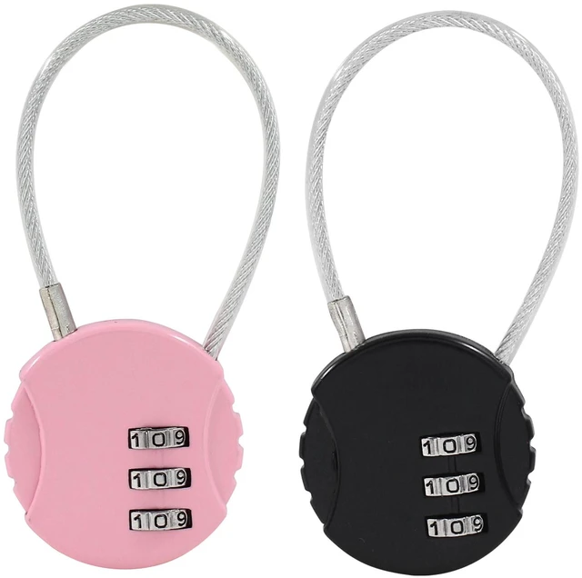 Alt view image 3 of 5 - Waziaqoc 2 Pcs Wire Rope Lock, Mini Combination Lock, Pink, Black