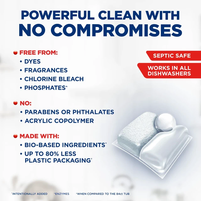 Alt view image 6 of 7 - Finish Free & Clear Dishwasher Pods, Dye & Fragrance Free Detergent, 84 ct.