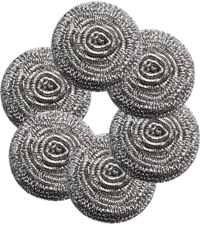 Main image of 6Pcs Steel Wool Scrubbers - Flexible Scrubber Pads for Cleaning Dishes, Pots, Pans, Grills and Sinks