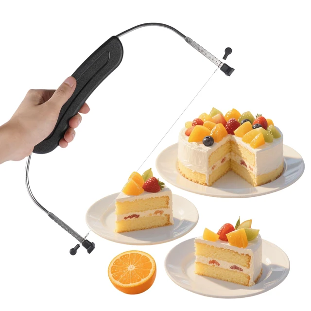 Alt view image 6 of 6 - Adjustable Cake LevCake Cutter Slicer Leveler, 9 Different Height Premium Food Grade Stainless Steel Double Wires Cake Cutter/Slicer/Adjustable Cake Leveler for Leveling and Molding (black)