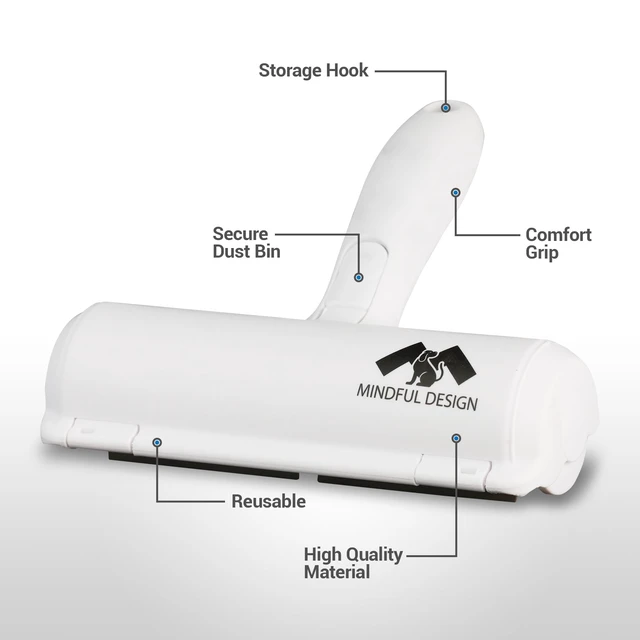 Alt view image 5 of 6 - Mindful Design Roller Pet Hair Remover and Reusable Lint Roller - Cat and Dog Hair Remover for Furniture, Couch, Carpet, Clothing and Bedding - Portable, Multi-Surface Fur Removal Tool