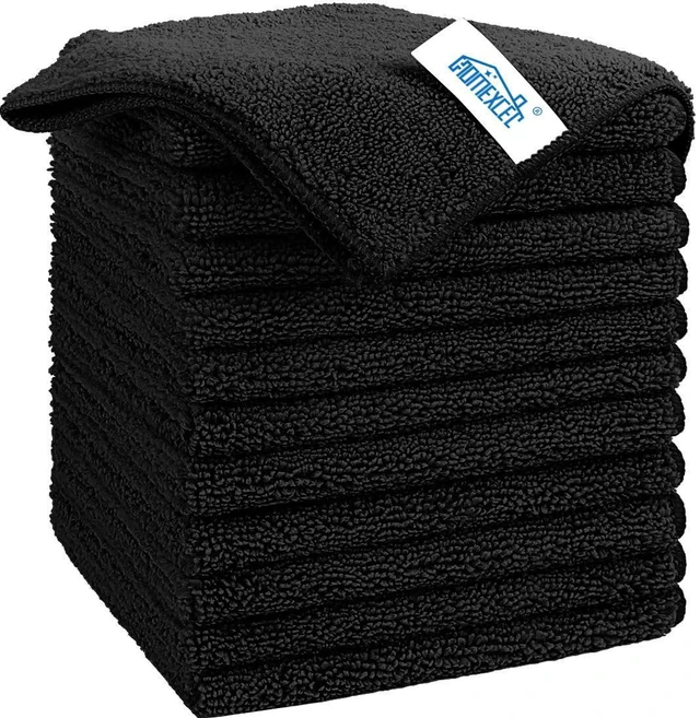 Main image of HOMEXCEL Black Microfiber Cleaning Cloth, Microfiber Towels for Car, 12 PK