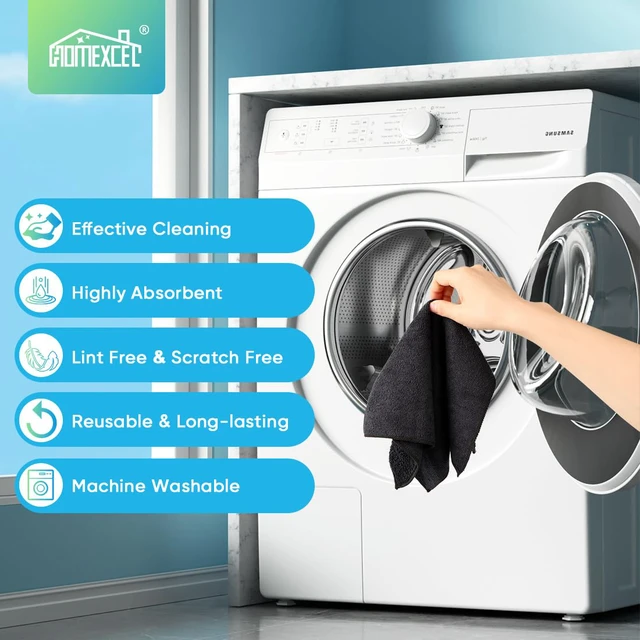 Alt view image 7 of 7 - HOMEXCEL Black Microfiber Cleaning Cloth, Microfiber Towels for Car, 12 PK