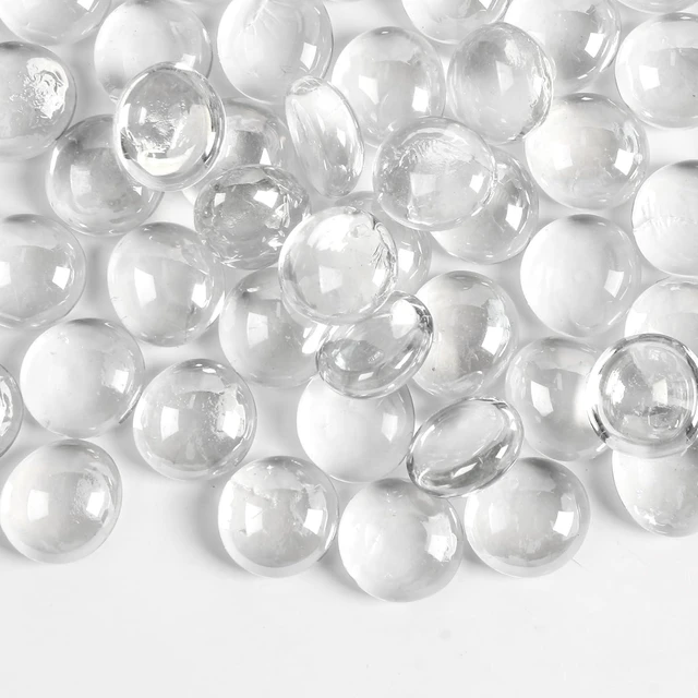 Main image of 0.5lb Clear Glass Beads for Vases, Glass Pebbles, Clear Flat Glass Marbles for Vase Filler Flower Candle Crafts Centerpieces and Wedding Decoration