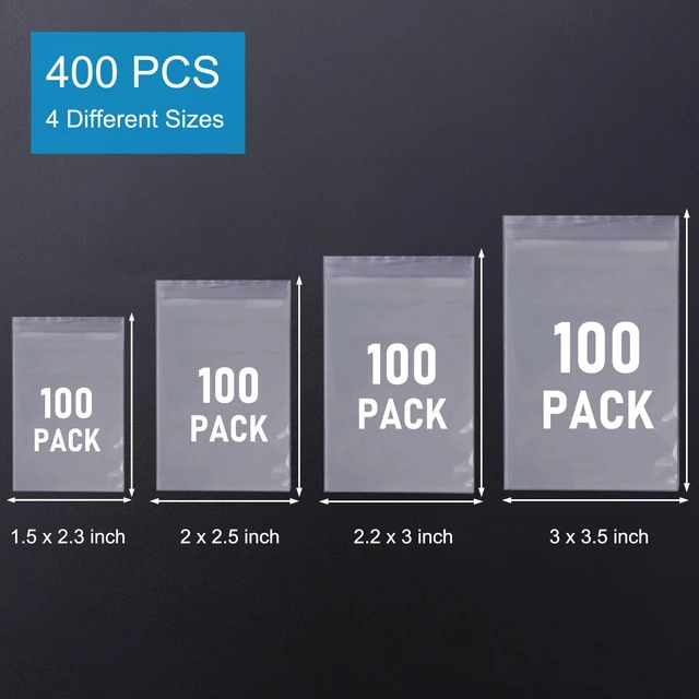Alt view image 3 of 7 - 400PCS Small Plastic Bags, 4 Assorted Sizes, Small Baggies