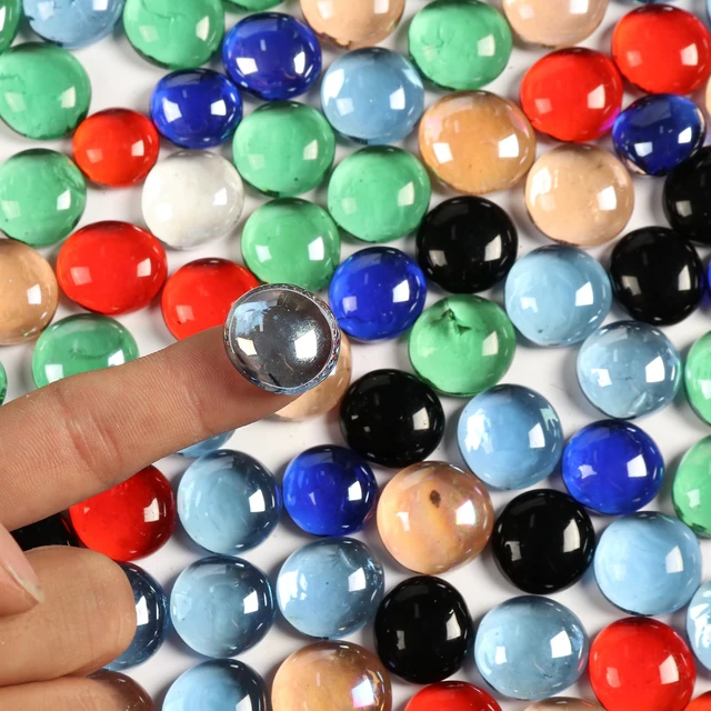 Alt view image 3 of 7 - 0.5LB Flat Glass Pebbles for Vase, Glass Gem Stones for Aquarium, Decorative Glass Rocks for Vase Filler Fish Tank Planter Crafts Birdbath and Valentines Day Decor