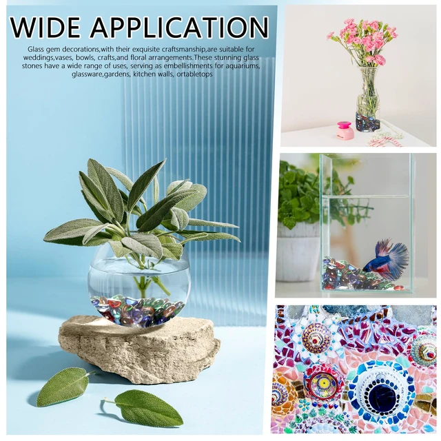 Alt view image 5 of 7 - 0.5LB Flat Glass Pebbles for Vase, Glass Gem Stones for Aquarium, Decorative Glass Rocks for Vase Filler Fish Tank Planter Crafts Birdbath and Valentines Day Decor