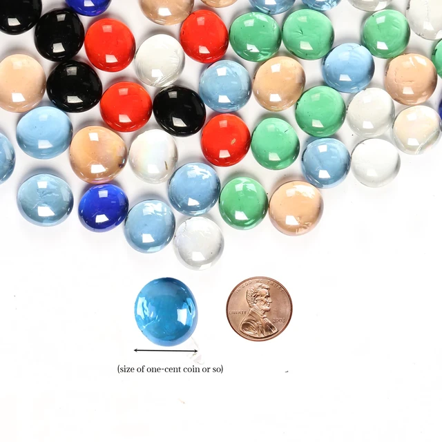 Alt view image 4 of 7 - 0.5LB Flat Glass Pebbles for Vase, Glass Gem Stones for Aquarium, Decorative Glass Rocks for Vase Filler Fish Tank Planter Crafts Birdbath and Valentines Day Decor