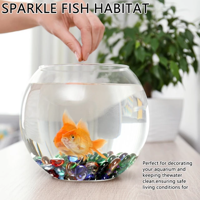 Alt view image 7 of 7 - 0.5LB Flat Glass Pebbles for Vase, Glass Gem Stones for Aquarium, Decorative Glass Rocks for Vase Filler Fish Tank Planter Crafts Birdbath and Valentines Day Decor