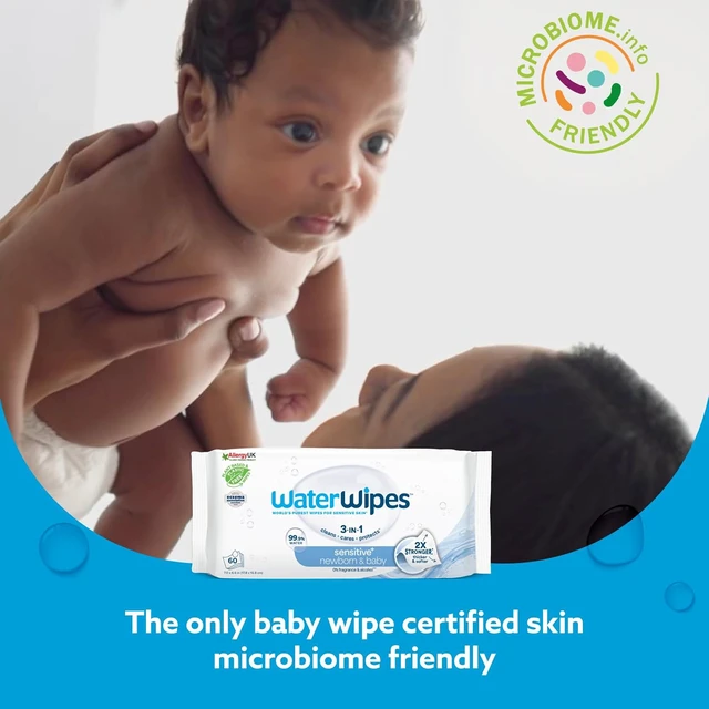 Alt view image 4 of 6 - WaterWipes Sensitive+ Newborn & Baby Wipes, 3-In-1 Cleans, Cares, Protects, 99.9% Water, Unscented & Hypoallergenic, 300 Count (5 Packs)