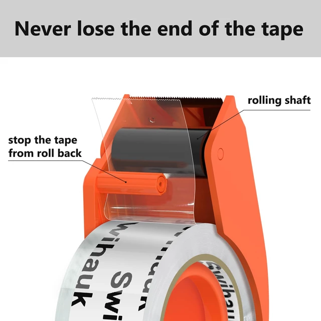 Alt view image 4 of 7 - Swihauk 1.88 in x 66.6 YDs Heavy Duty Packing Tape with Dispenser, Strong & Durable Shipping Tape, Packaging Tape, Clear Package Tape for Shipping Moving Storage and Mailing, 1 Roll + 1 Dispenser