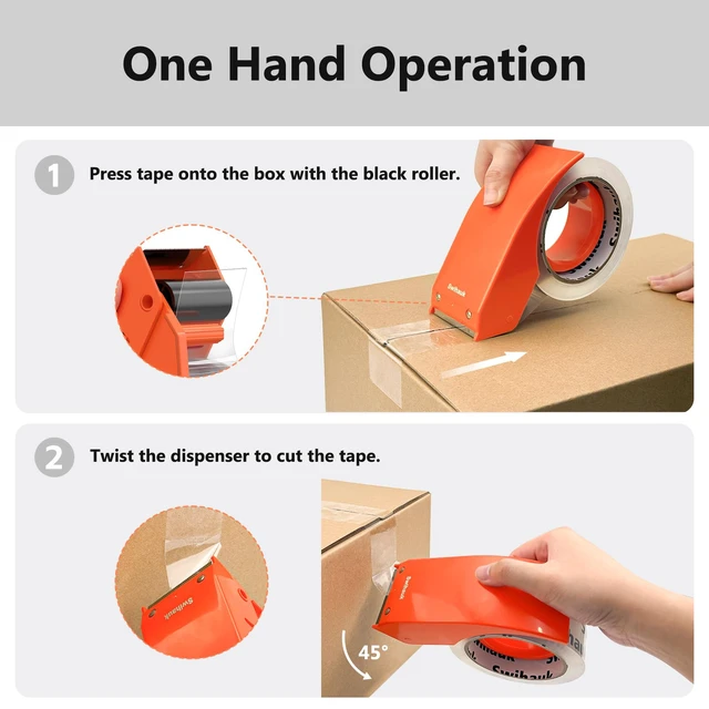 Alt view image 6 of 7 - Swihauk 1.88 in x 66.6 YDs Heavy Duty Packing Tape with Dispenser, Strong & Durable Shipping Tape, Packaging Tape, Clear Package Tape for Shipping Moving Storage and Mailing, 1 Roll + 1 Dispenser