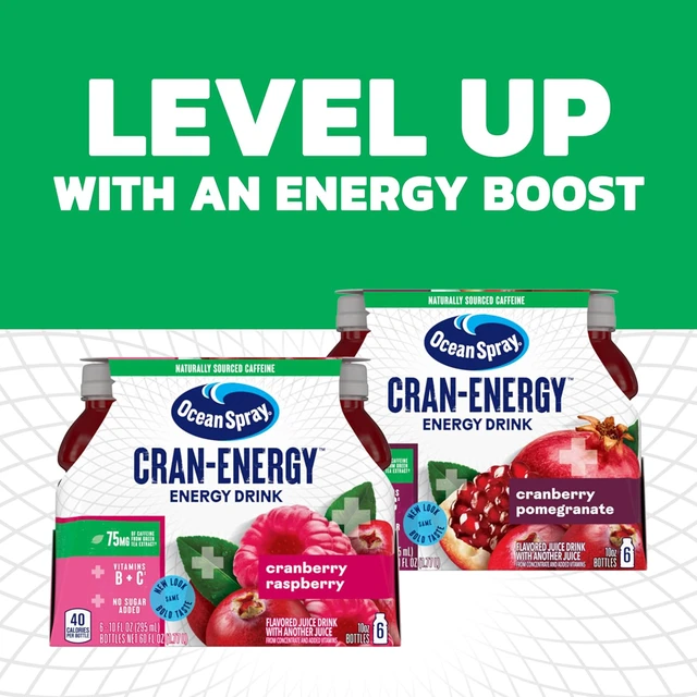 Alt view image 3 of 3 - Ocean Spray® Cran-Energy Cranberry Raspberry Juice Drinks, 10 Fl Oz Bottles, 6 Count (Pack of 1)