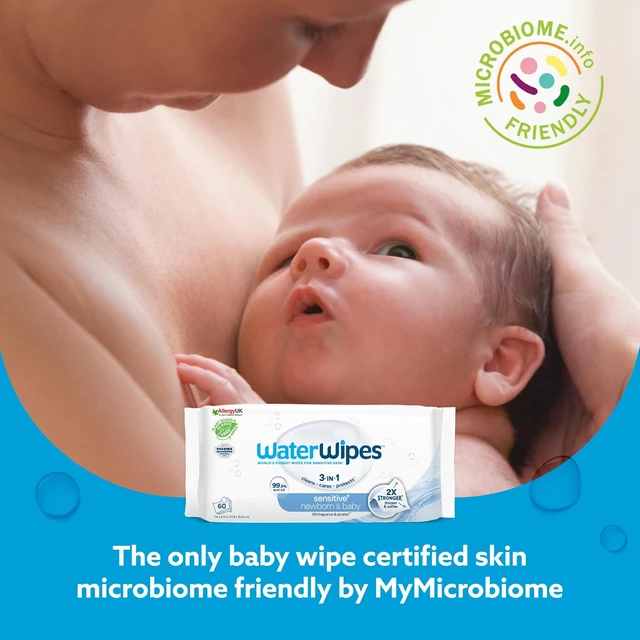 Alt view image 6 of 6 - WaterWipes Sensitive+ Newborn & Baby Wipes, 3-In-1 Cleans, Cares, Protects, 99.9% Water, Unscented & Hypoallergenic, 180 Count (3 Packs)