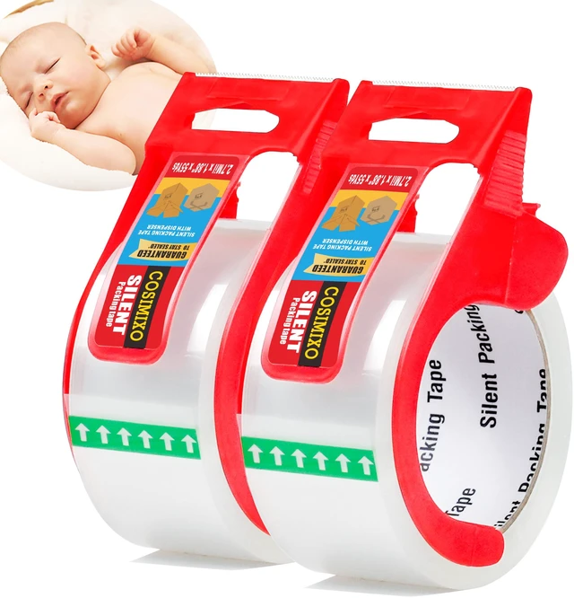 Main image of 2-Pack No Noise Clear Packing Tape with Dispenser,2.7mil x 1.88" x 55Yds Heavy Duty Noiseless Packing Tape,Clear Packaging Tape for Shipping, Industrial Grade Moving Tape for Boxes COSIMIXO