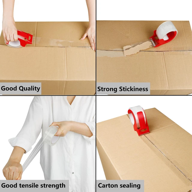 Alt view image 3 of 7 - 2-Pack No Noise Clear Packing Tape with Dispenser,2.7mil x 1.88" x 55Yds Heavy Duty Noiseless Packing Tape,Clear Packaging Tape for Shipping, Industrial Grade Moving Tape for Boxes COSIMIXO