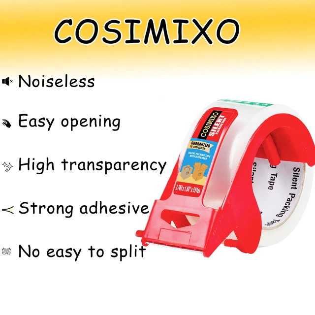 Alt view image 5 of 7 - 2-Pack No Noise Clear Packing Tape with Dispenser,2.7mil x 1.88" x 55Yds Heavy Duty Noiseless Packing Tape,Clear Packaging Tape for Shipping, Industrial Grade Moving Tape for Boxes COSIMIXO