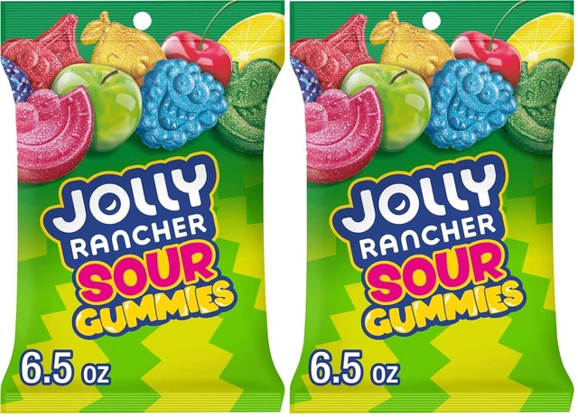 Main image of JOLLY RANCHER Gummies Sours Assorted Fruit Flavored Candy Bag, 6.5 oz (Pack of 2)