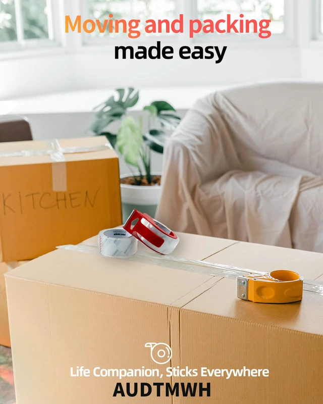 Alt view image 6 of 7 - AUDTMWH Packing Tape with Dispenser, 1.88" x 48 Yds, 2 Rolls w/1 Dispenser