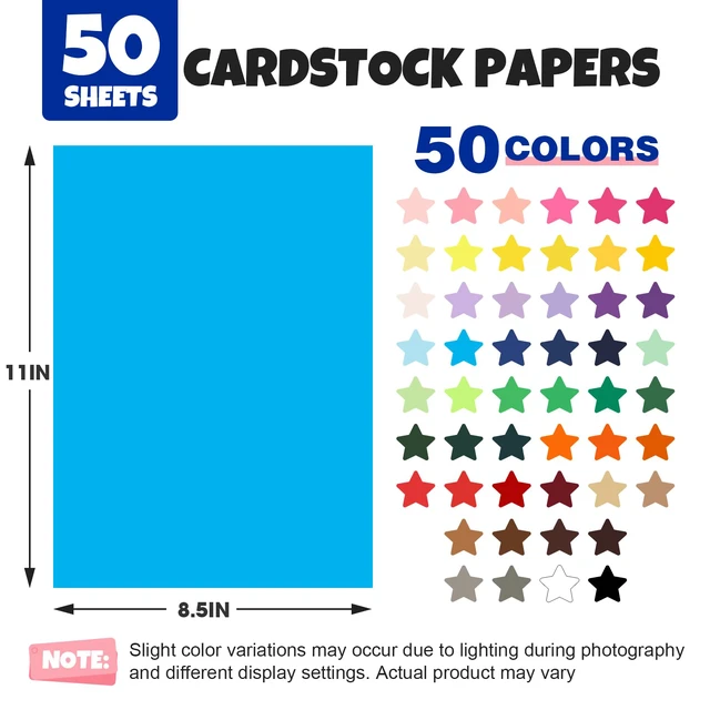 Alt view image 3 of 6 - TUXIYA 50 Sheets 8.5" X 11" Colored Cardstock, 50 Colors Card Stock