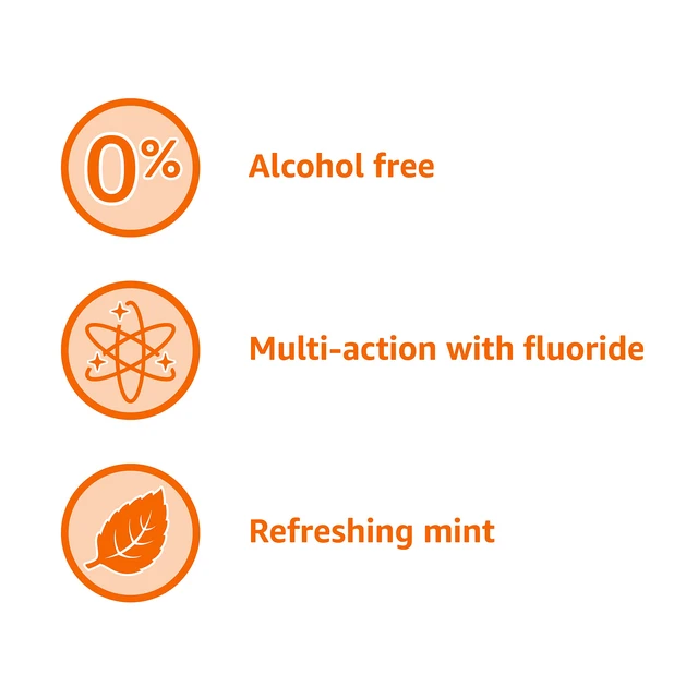 Alt view image 4 of 4 - Amazon Basics Fluoride Mouthwash for Adults, Anticavity, Alcohol Free, Bad Breath Control, Strengthens Teeth - Refreshing Mint Flavor, 1 Liter