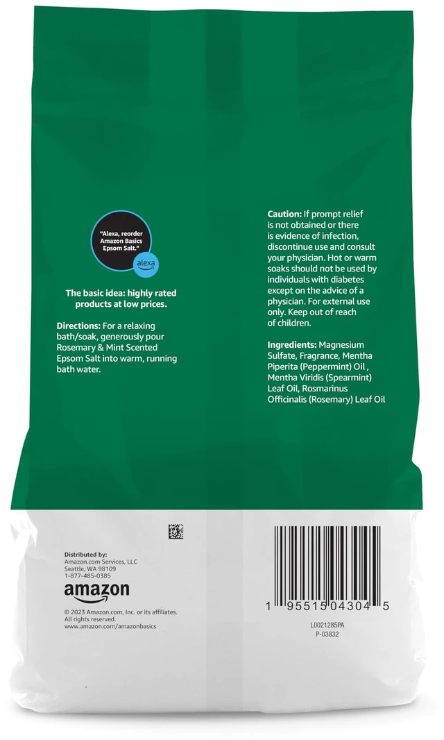 Alt view image 3 of 4 - Amazon Basics Epsom Salt Soaking Aid, Soothing Rosemary & Mint Scent, 3 Pound (Pack of 1) (Previously Solimo)