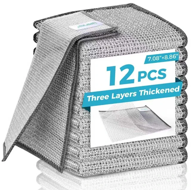 Main image of Forggon Non Scratch Wire Dishcloth,New Upgrade 3-Layer,12pcs,7.08"X8.86"