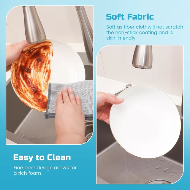 Alt view image 3 of 7 - Forggon Non Scratch Wire Dishcloth,New Upgrade 3-Layer,12pcs,7.08"X8.86"