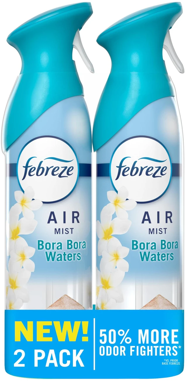 Main image of Febreze Air Mist, Air Freshener Spray, Odor Fighting Room Spray, Deodorizer for Home Bathroom Kitchen Office Apartment Dorm Room Classroom, Bora Bora Waters Scent, 8.1oz (Pack of 2)