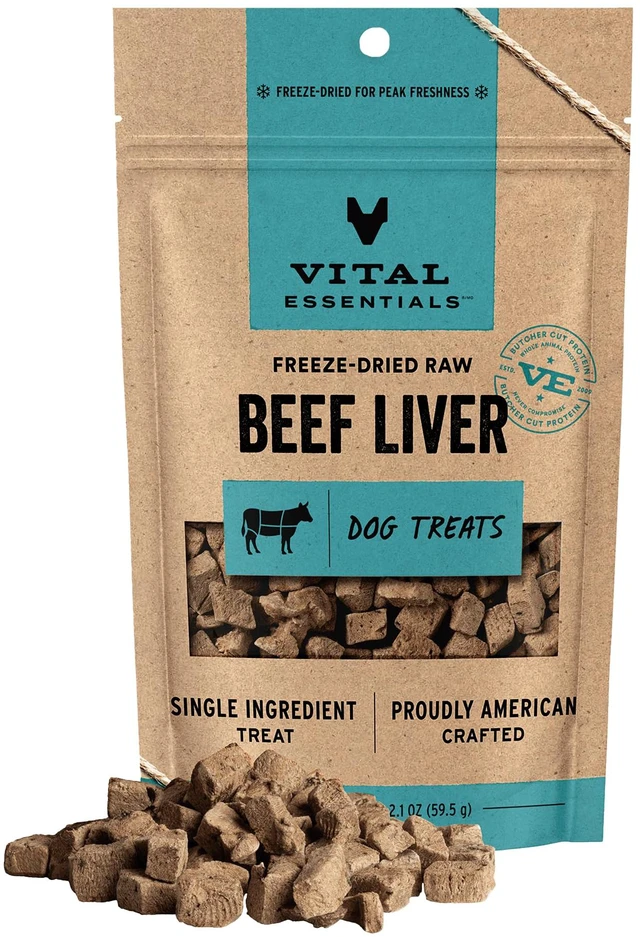 Main image of Vital Essentials Freeze Dried Dog Treats, Beef Liver, 2.1 oz Bag
