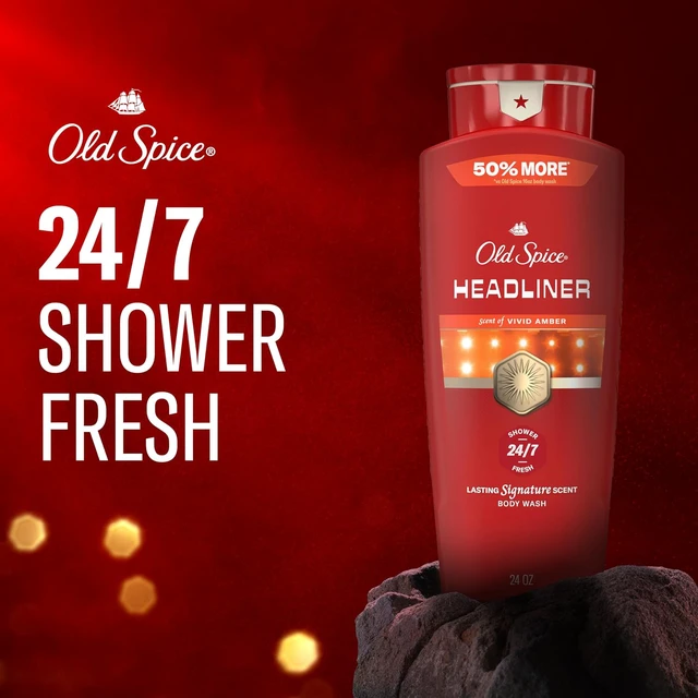 Alt view image 7 of 7 - Old Spice Body Wash for Men, 24/7 Shower Fresh & Clean with Daily Use, Lasting Signature Scent, Refreshing Lather, Moisturizing Formula, Headliner with Black Currant, Leather, & Amber Scent, 24 oz