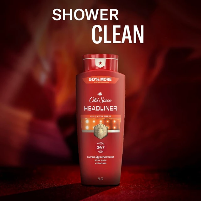 Alt view image 2 of 7 - Old Spice Body Wash for Men, 24/7 Shower Fresh & Clean with Daily Use, Lasting Signature Scent, Refreshing Lather, Moisturizing Formula, Headliner with Black Currant, Leather, & Amber Scent, 24 oz