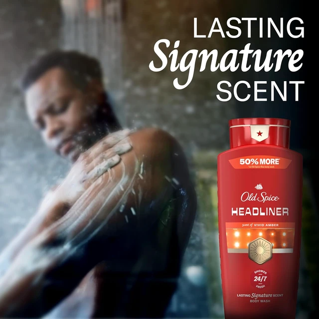 Alt view image 5 of 7 - Old Spice Body Wash for Men, 24/7 Shower Fresh & Clean with Daily Use, Lasting Signature Scent, Refreshing Lather, Moisturizing Formula, Headliner with Black Currant, Leather, & Amber Scent, 24 oz