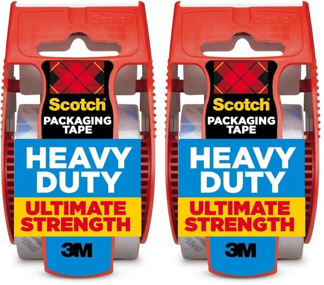 Main image of Scotch Heavy Duty Shipping Packing Tape, Clear, Shipping and Packaging Supplies, 1.88 in. x 27.7 yd., 1 Tape Roll with Dispenser (Pack of 2)