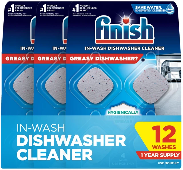 Main image of Finish Dishwasher Cleaner Tablets, Grease & Grime Remover, 12ct