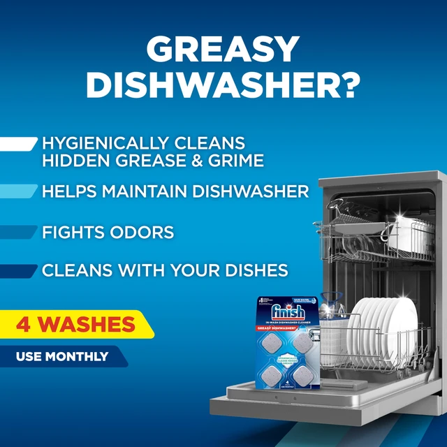 Alt view image 3 of 7 - Finish Dishwasher Cleaner Tablets, Grease & Grime Remover, 4ct