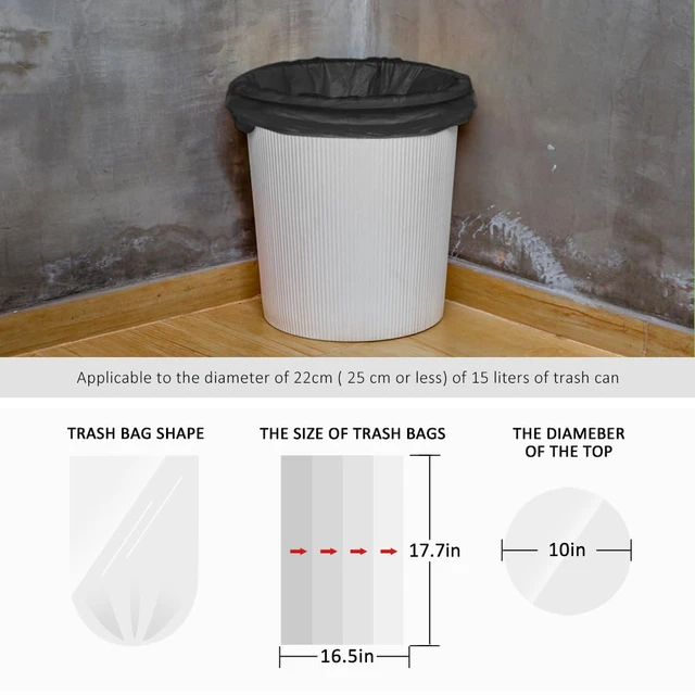 Alt view image 5 of 7 - Teivio Small Black Trash Bags 2.5 Gallon 170 Count Bathroom Garbage Bags